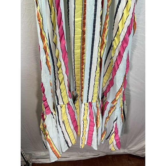 NEW J CREW Tiered MIDI Sun‎ Dress Sleeveless Striped Colorful Size 12 - Picture 5 of 13